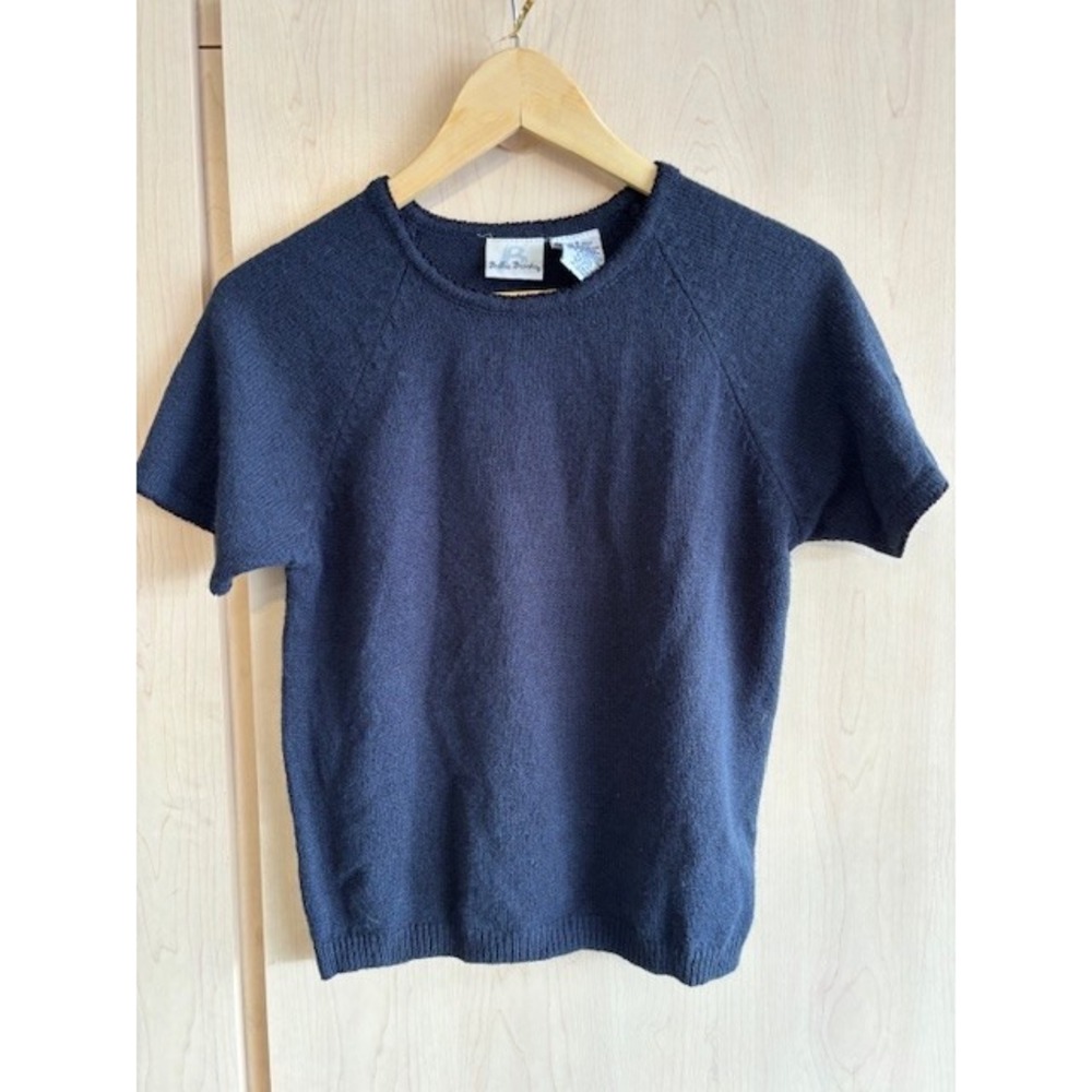 VTG Bobbie Brooks Women Knit Sweater Small Textured Acrylic Blue‎ S/S Blouse